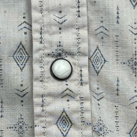 Threadgrit Shirt Adult Small Beige Button Up Pearl Snap Western Style Casual Men - Picture 9 of 14